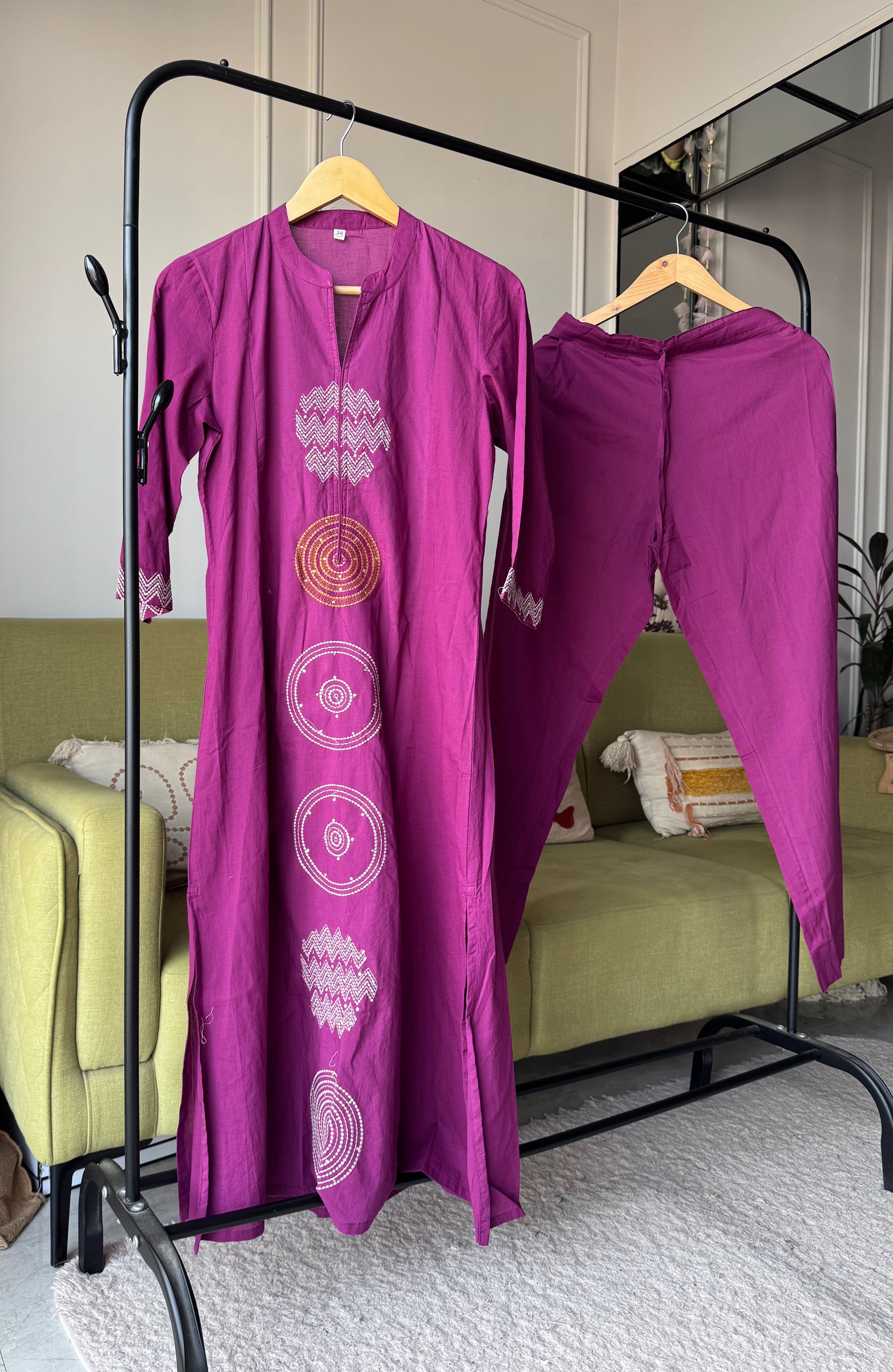 Lina Embroided Aline Dress- Wine