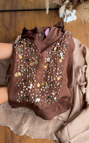 Vani Silk Coord Set- Brown