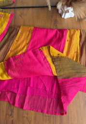Dhwani Multicolour Kali Mul Chanderi Dress-Pink