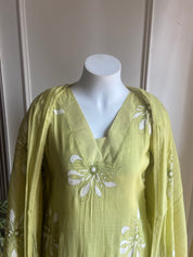 Yana floral kurta plazo dress - bright lime yellow