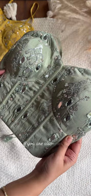 Swara Mirror Work Corset With Fish Cut Plazzo Coord Set