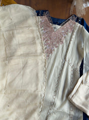 Jiya Handwork Aline Mul Chanderi Dress- White