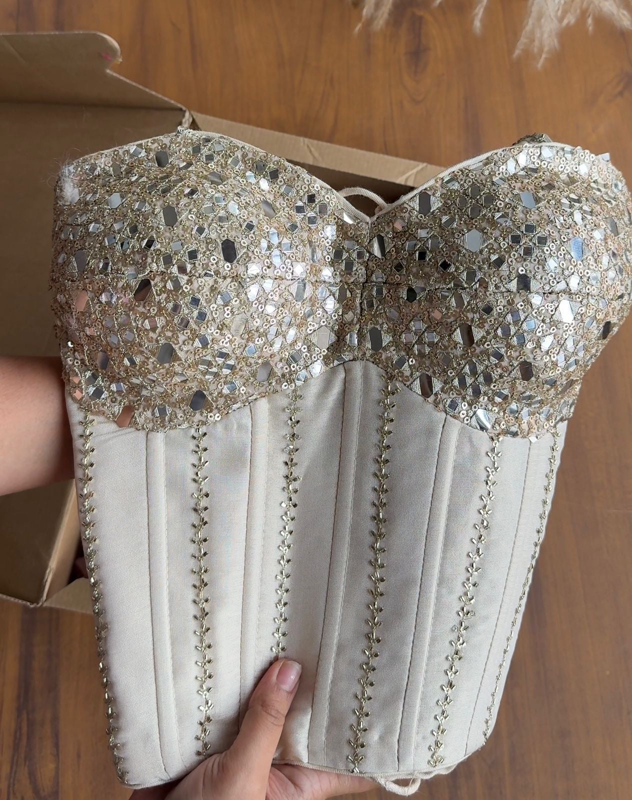 Dazzle Corset Top With Bell Bottoms Pants Full Handwork (Make to Order)