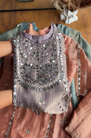 Jasmine Mirror Work Short Kurta Dress- Lavender