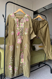 Milly Embroided Dress- Green