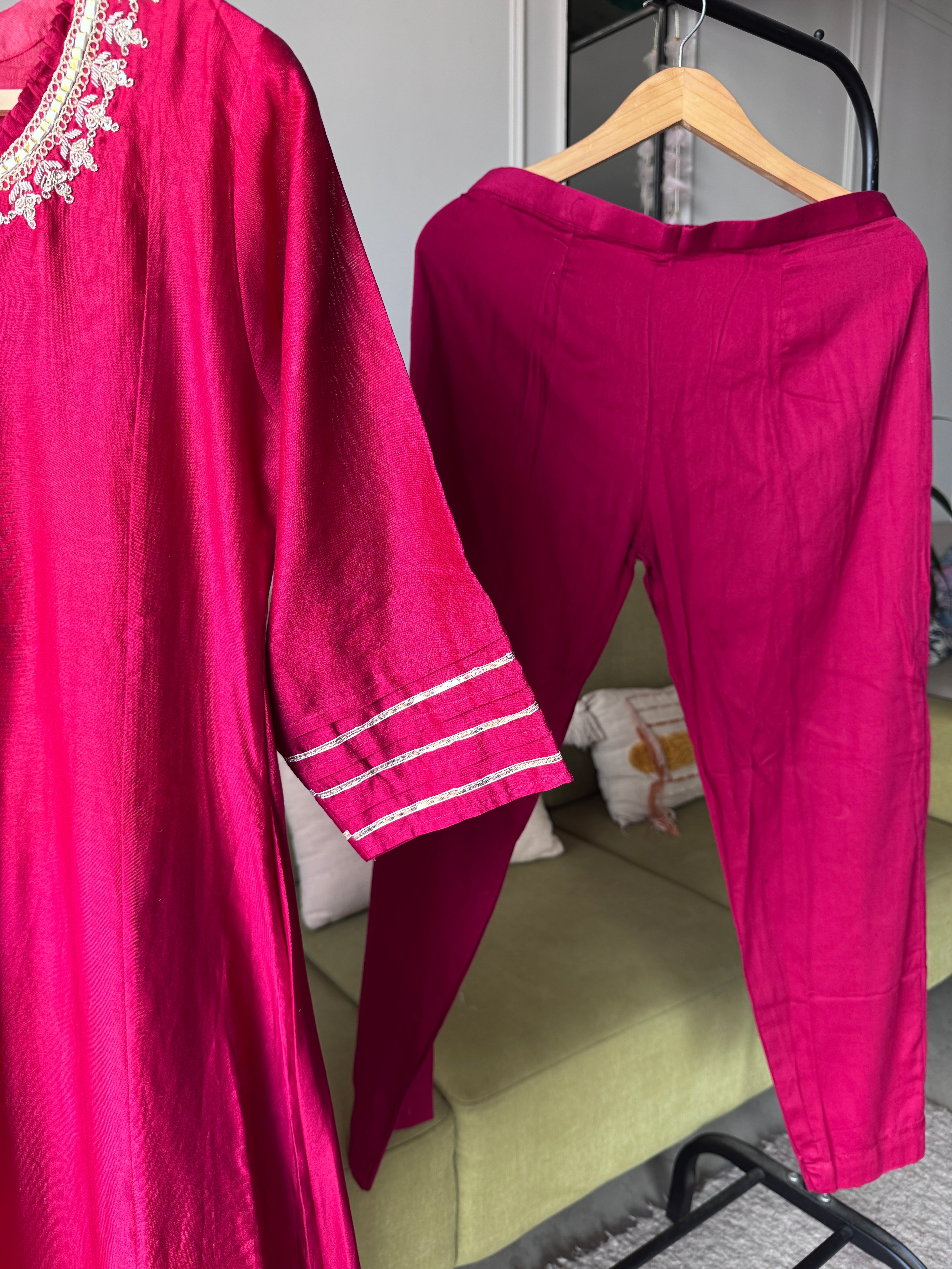 Pavithra Handwork Anarkali Dress- Cherry Red