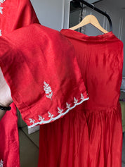 Rajvi Handwork Short Kurta With Plazzo Set-Rust