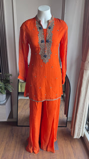 Tina Handwork Dress- Rust