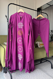 Lina Embroided Aline Dress- Wine