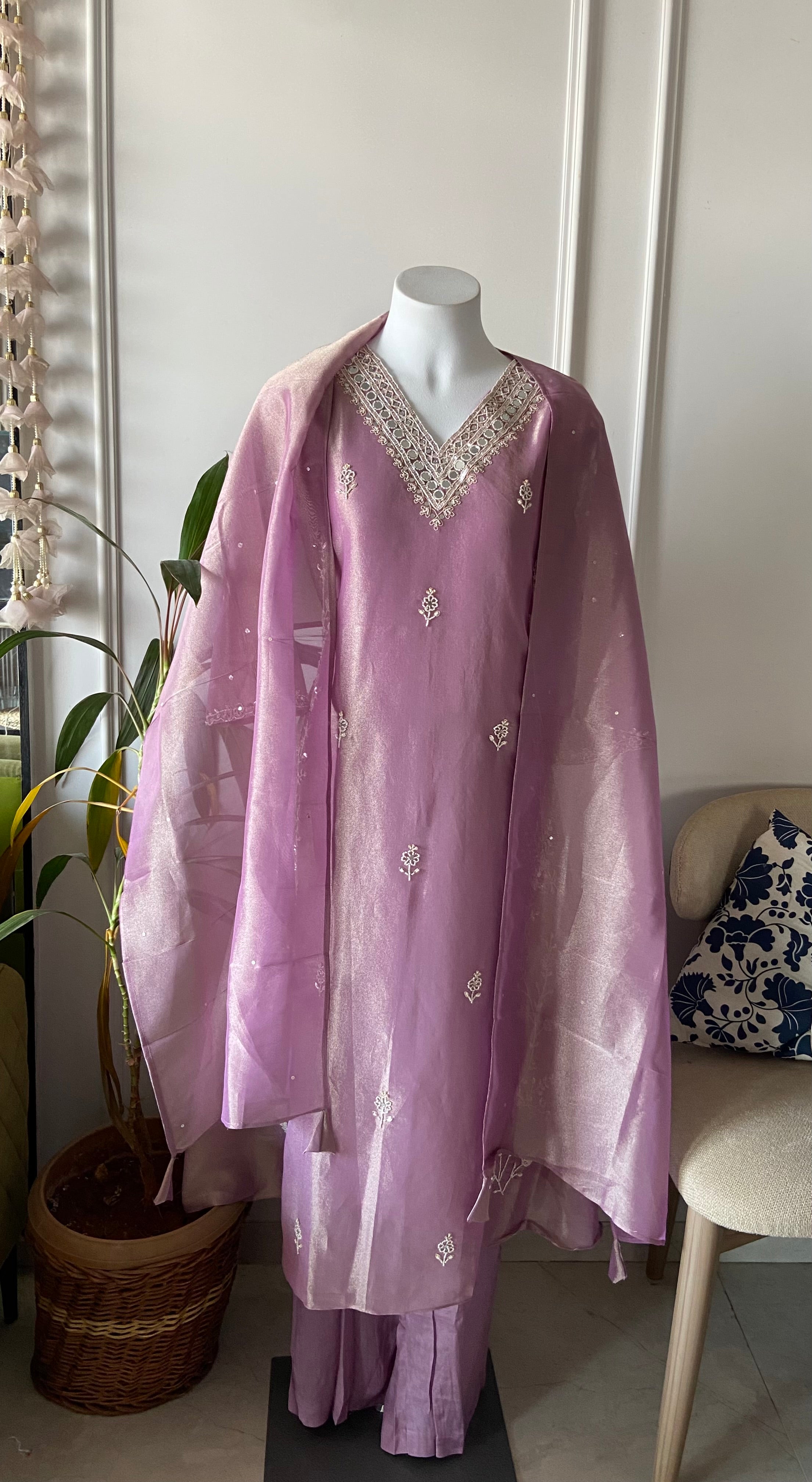 Farheen organza said cut  dress- Magenta