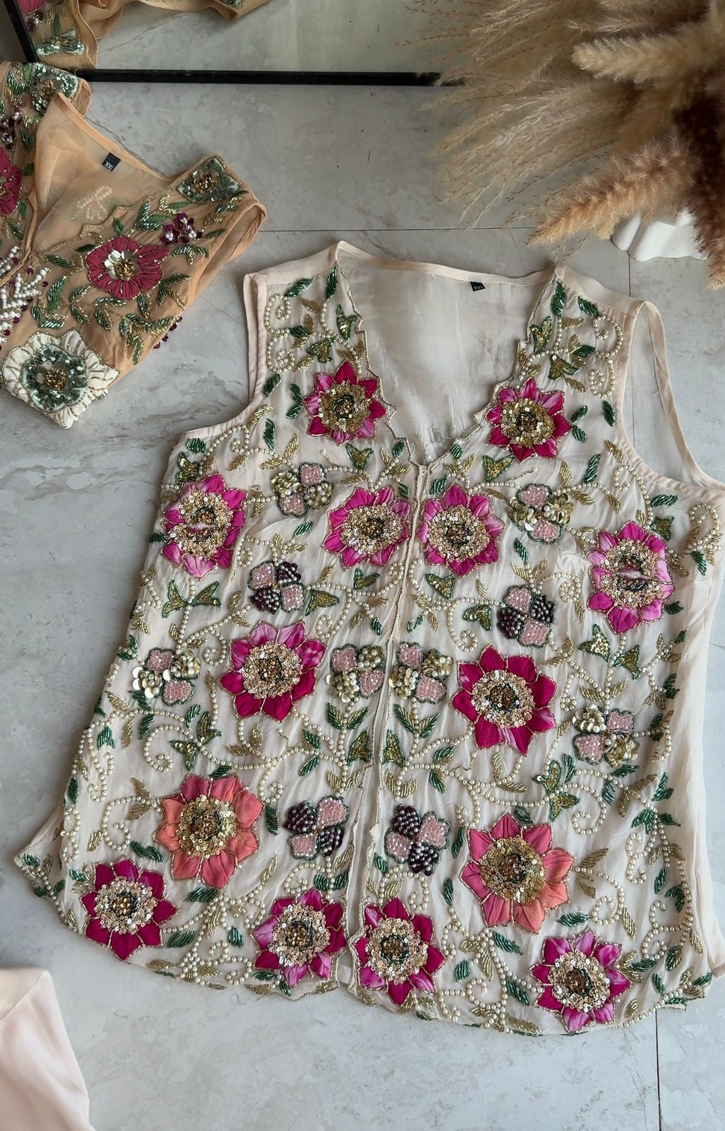 Payal Handwork Handwork Jecket With Padded Top And Super Flare Plazzo