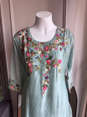 Devika Embroided Dress- Sky Blue (Make to Order)