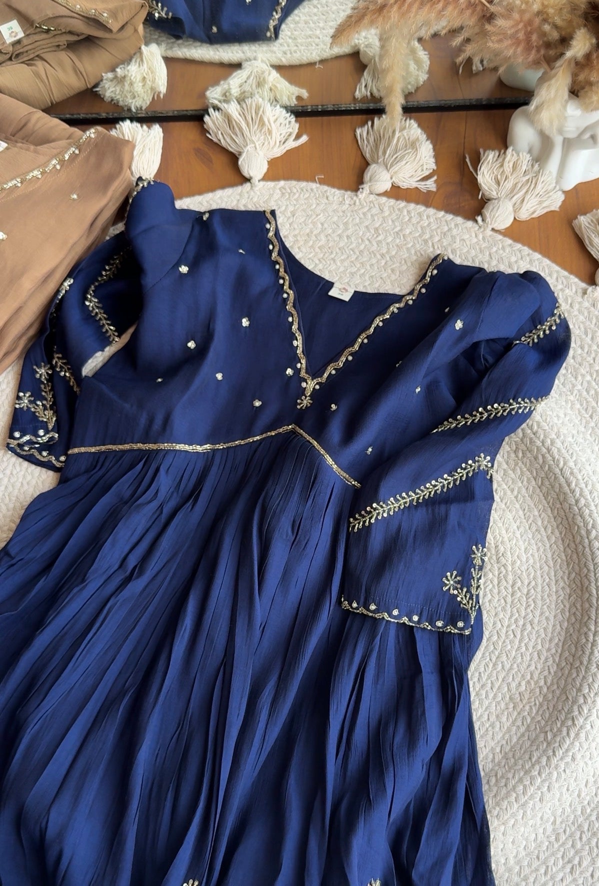 Sunidhi Alia Neck Dress-Midnight Noor