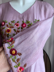 Nehal Embroided Mul Chanderi Dress- Lilac (Make to Order)