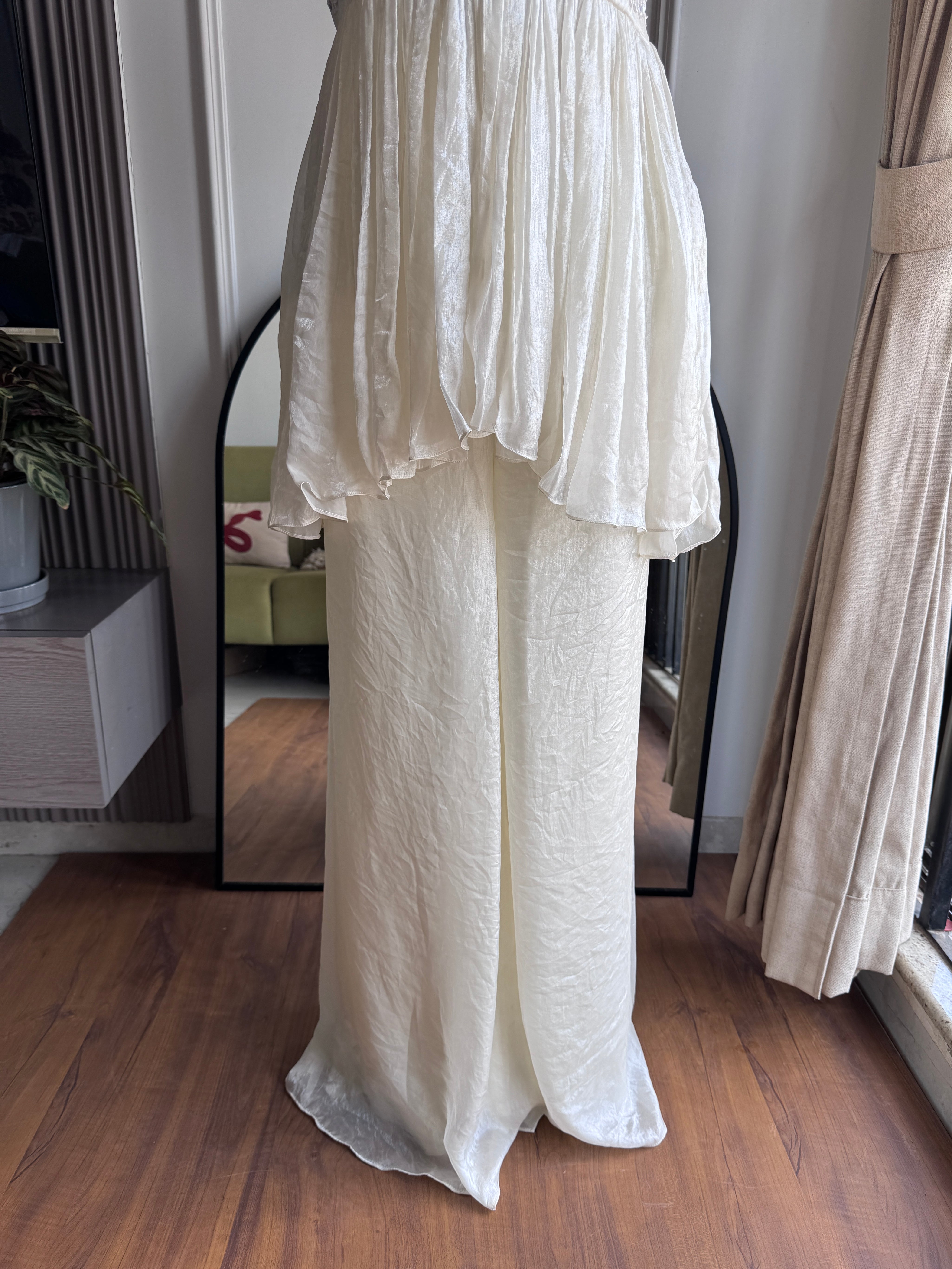Seema Handwork Halter neck Sharara Dress- White
