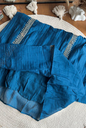 Twinkle Hand Work Mul Chanderi Dress- Blue