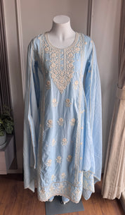 Dhani Lakhnowi Work Anarkali  Dress- Sky Blue