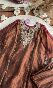 Soniya necklace yoke coord set- Brown