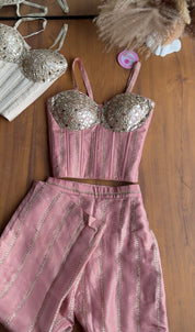 Dazzle Corset Top With Bell Bottoms Pants Full Handwork (Make to Order)