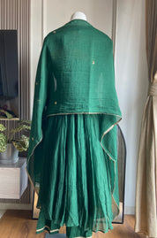 Ayesha angrakha hand zardosi Anarkali dress-Bottle Green