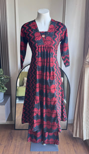 Ravina Abstract Cotton Coords  - Red
