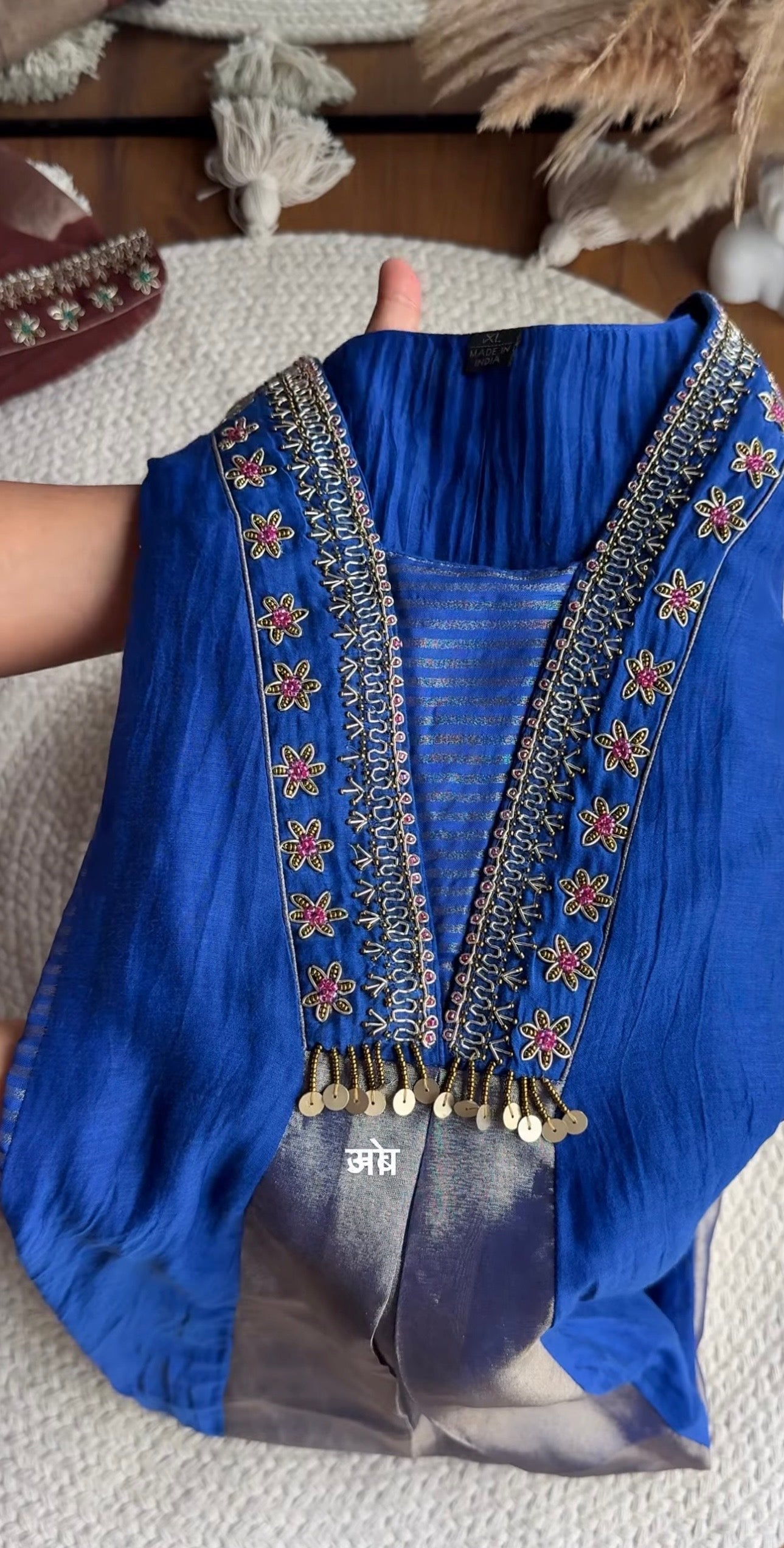 Tina Mul Chanderi Dress - Blue