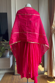 Reshma hand work round neck- Rani Pink