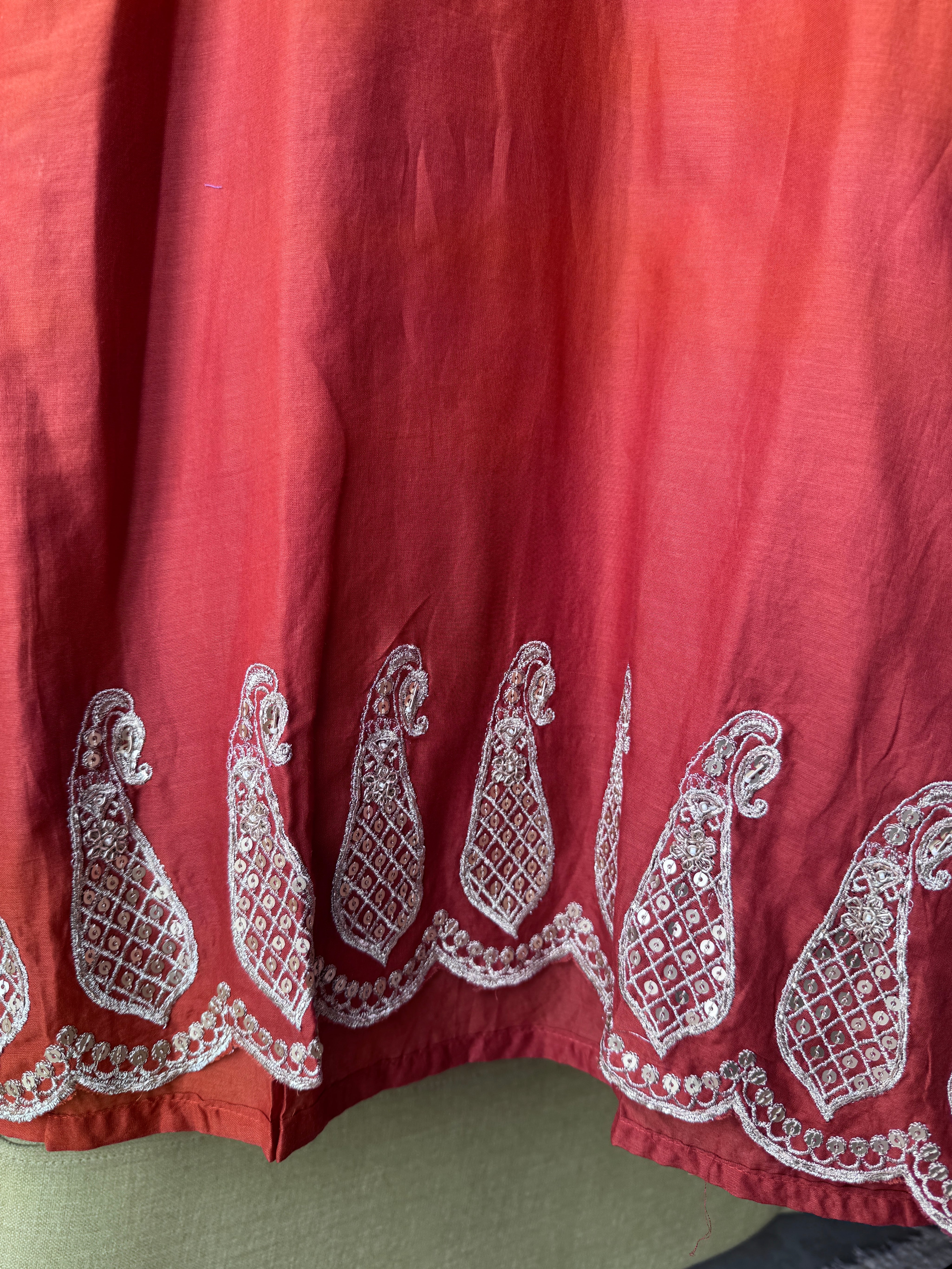 Priya Short Kurta Sharara Dress- Rust