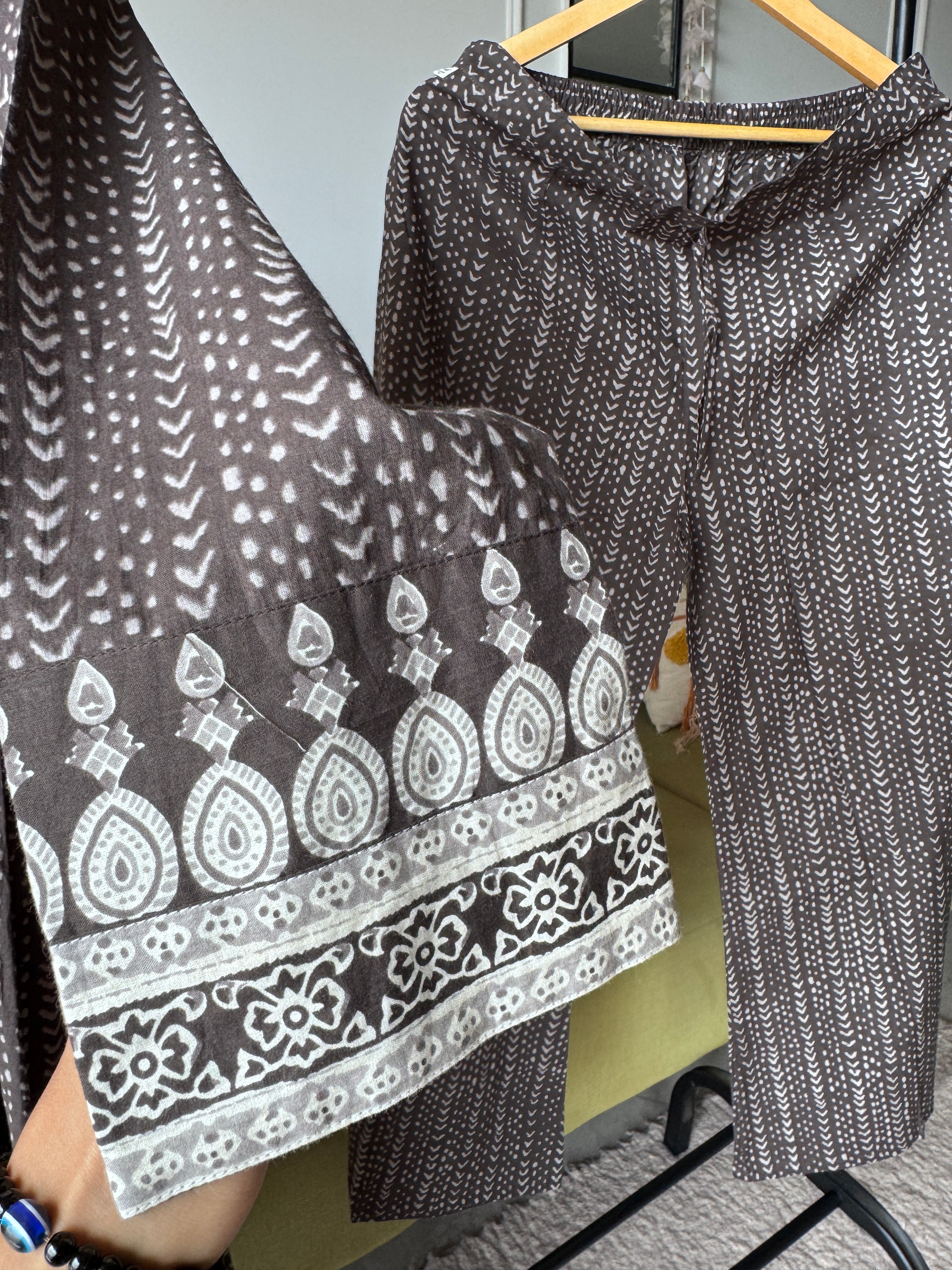 Swara Alia Neck Anarkali Dress -Grey