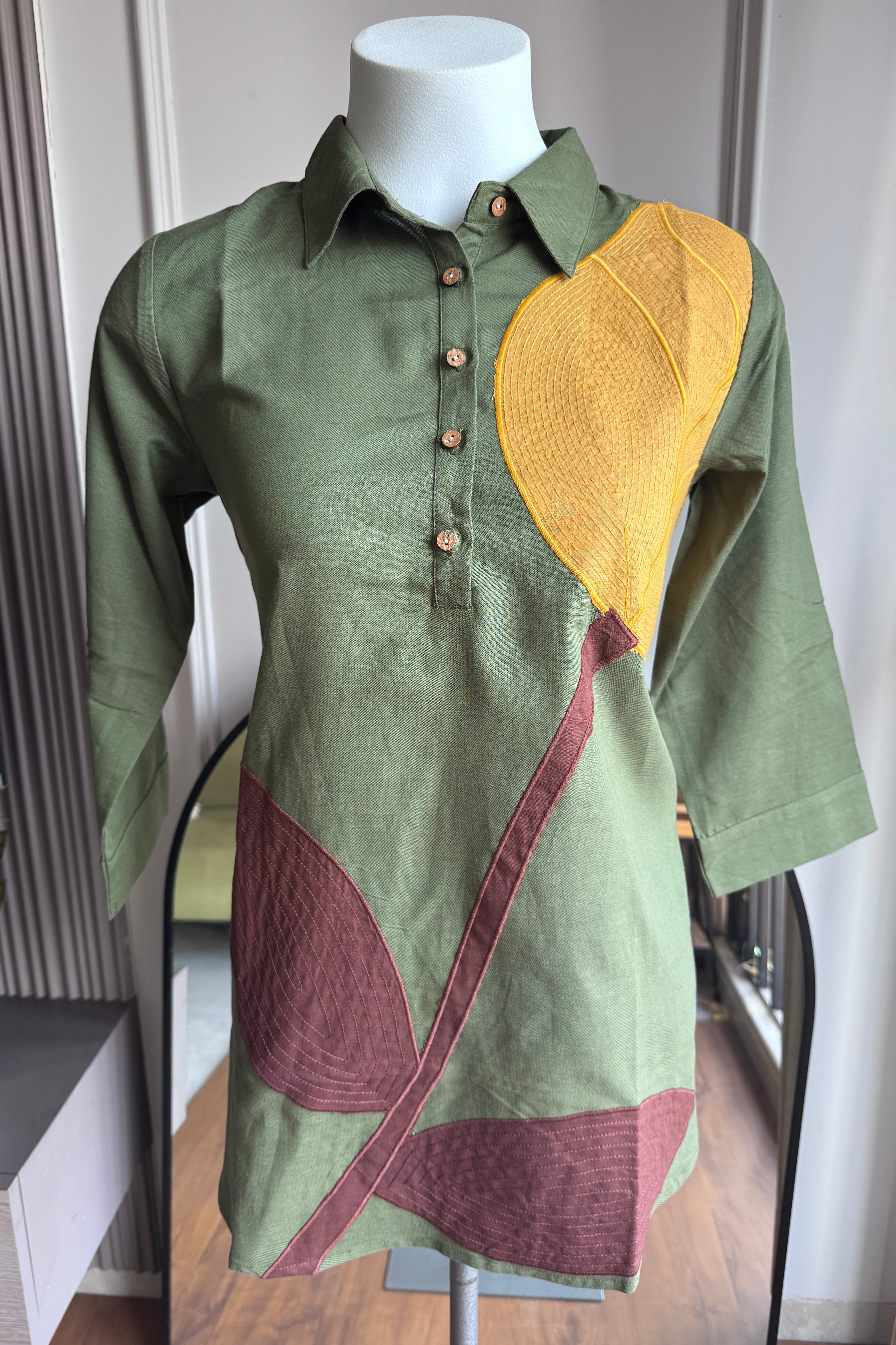 Arti Embroided Cotton Coord Set- Green