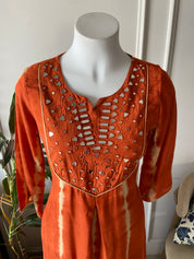 Riya  short kurti farshi salvar  with pant- burnt orange
