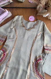 Rashi Handwork Tissue Dress- Silver