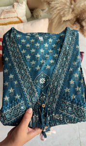 Niyati Cotton Anarkali Dress- Blue