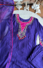 Roshini Bandhej Anarkali Dress- Purple