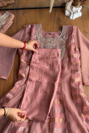 Mahi Emerald Yoke Tissue Dress-Dusty Pink