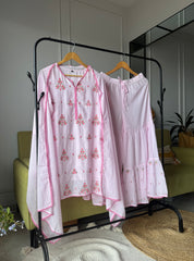 Glossy Embroided Set With Plazzo