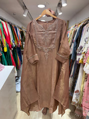 Rajvi Handwork Tissue Dress - Brown