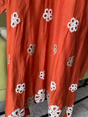 Mehek Aline Mul Chanderi Dress- Rust