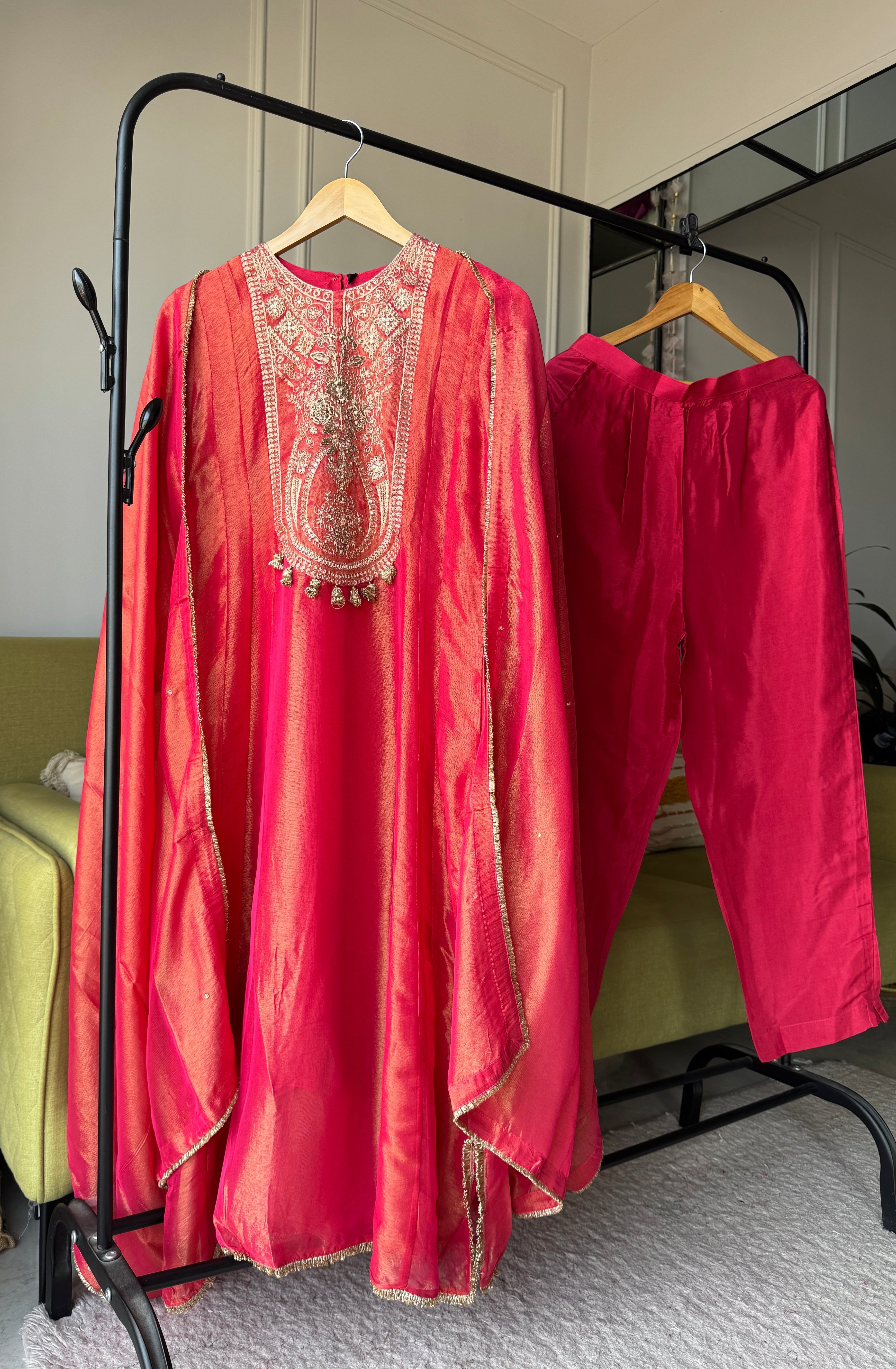 Lisha Tissue Aline Dress- Rust