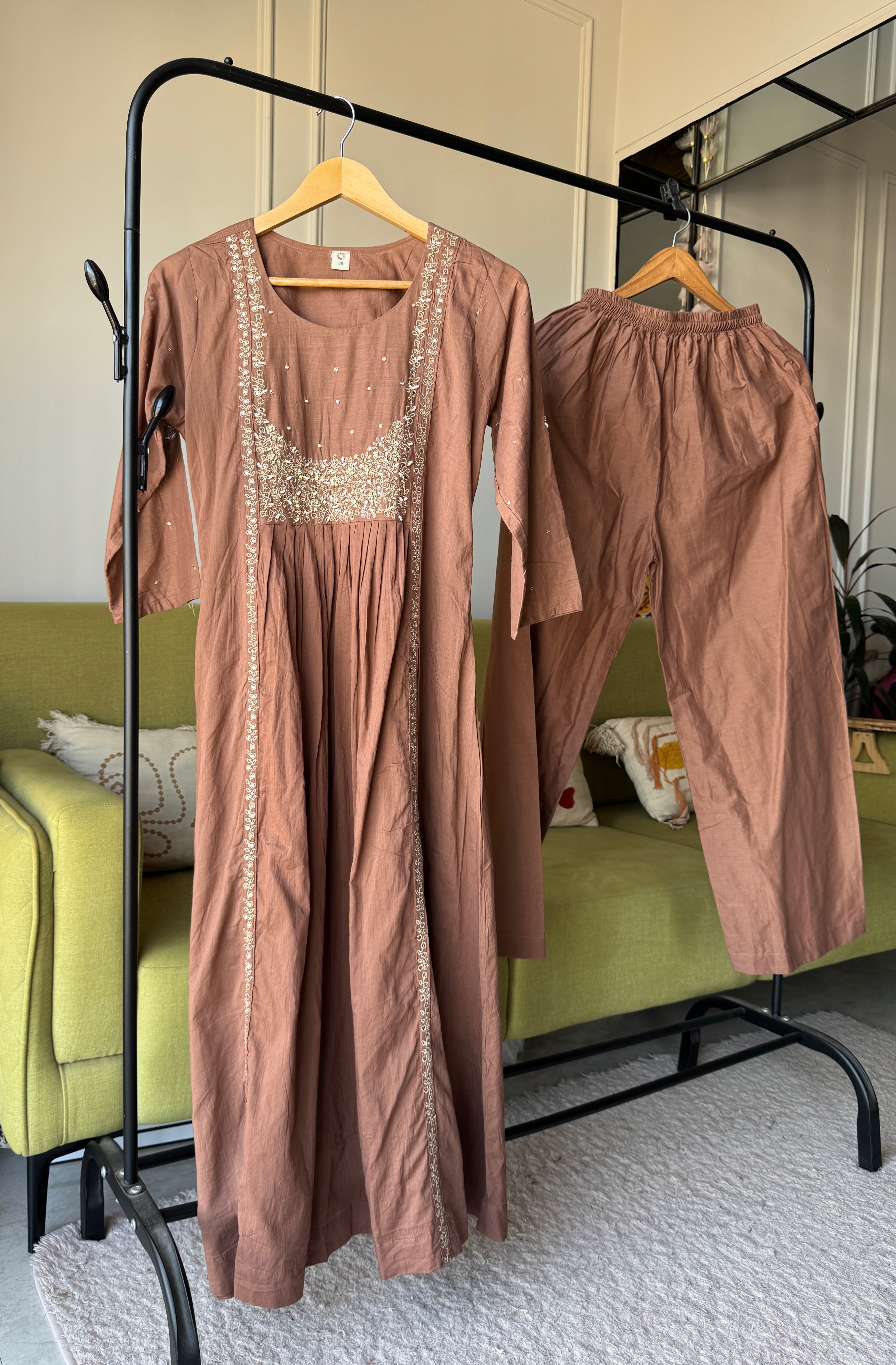 Shubhangi Handwork Dress- Chocolate Brown