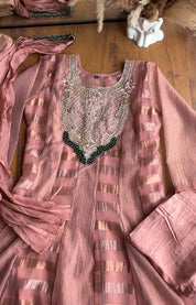 Mahi Emerald Yoke Tissue Dress-Dusty Pink