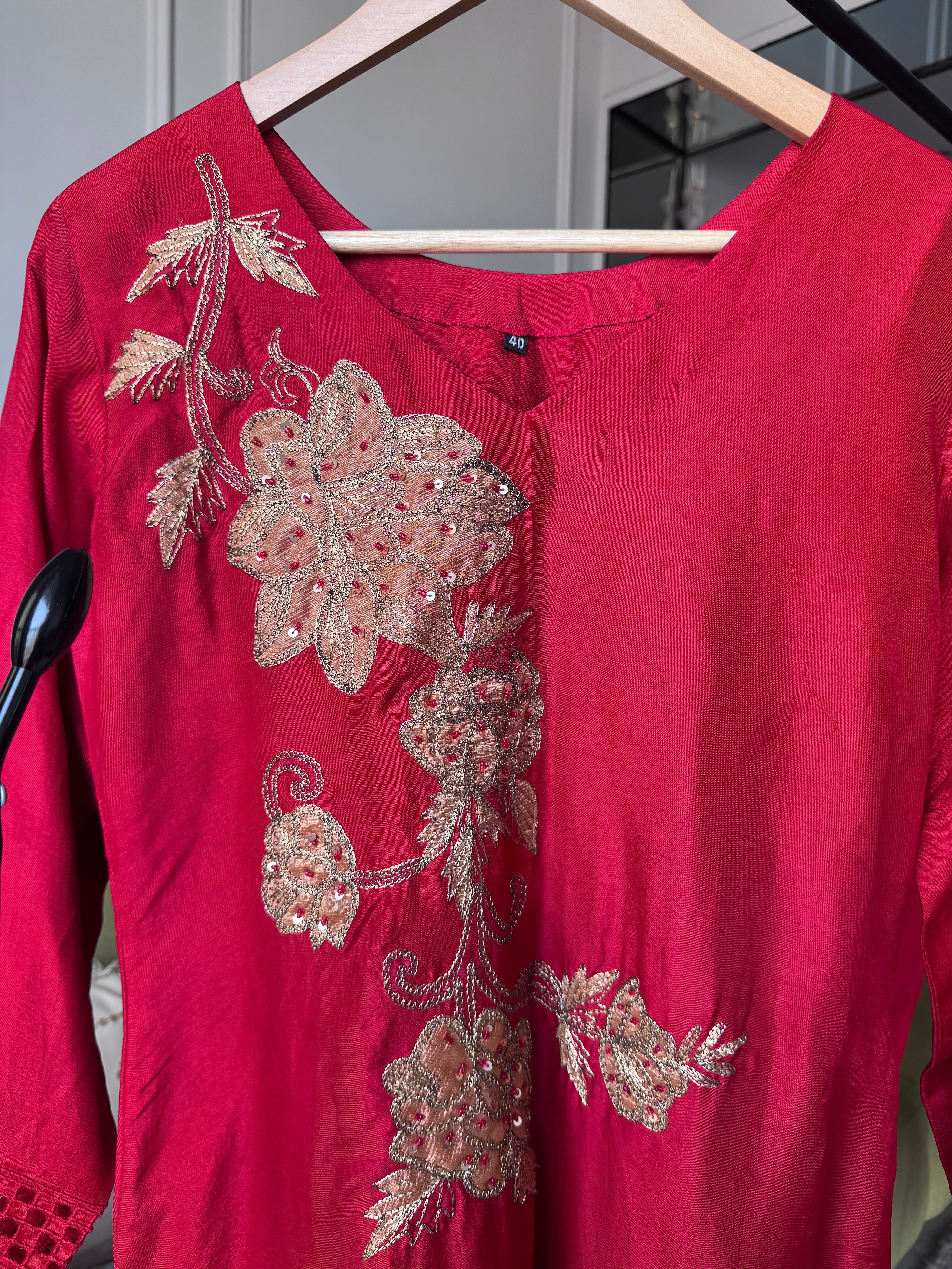 Hetal Handwork Dress- Red