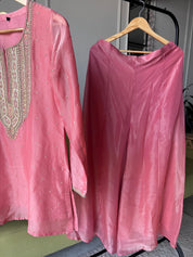 Apurva Hand Zardoshi Work Plazzo Set- Pink (Make to Order)