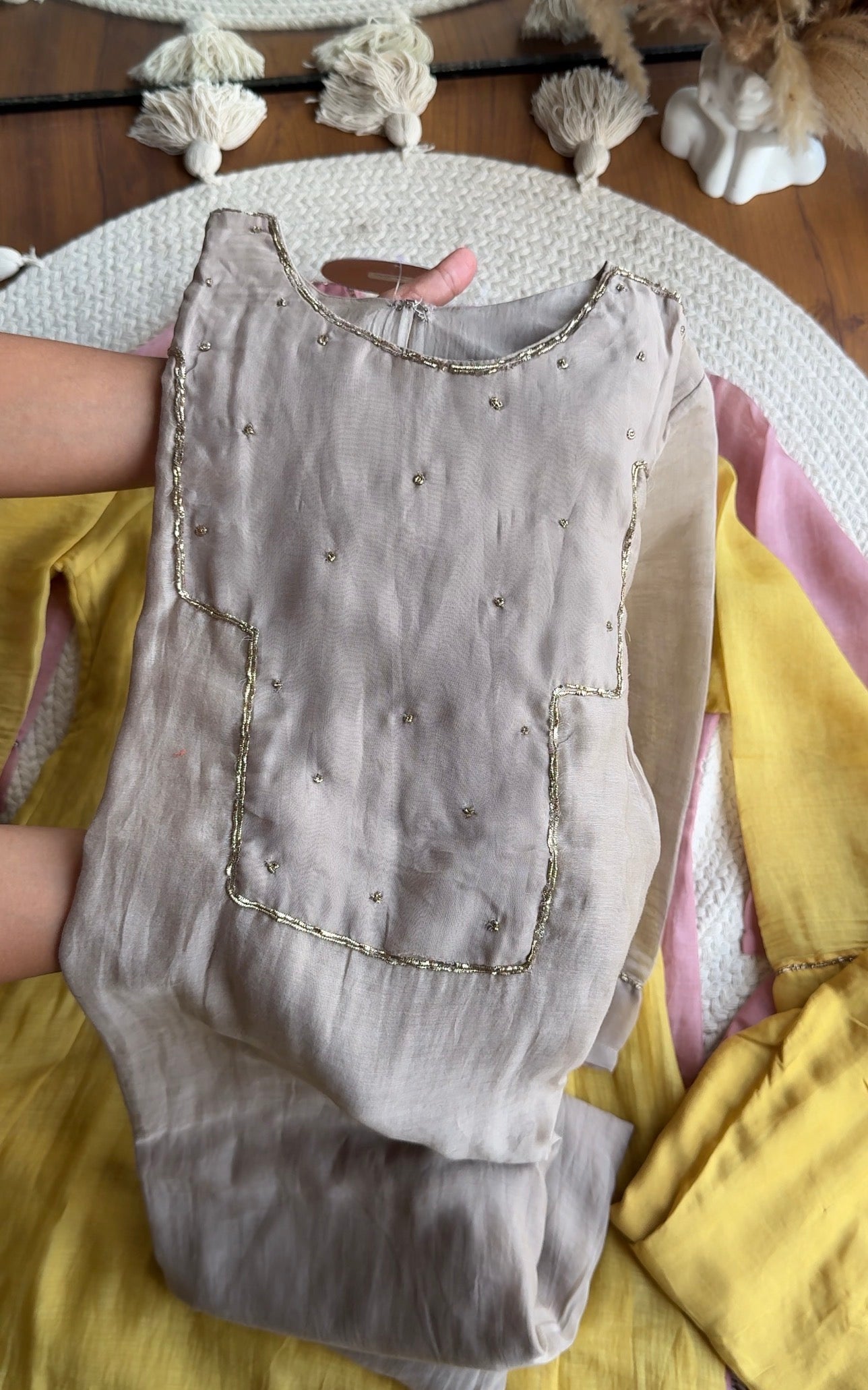 Akshara naksh neckline dress- Grey