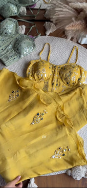 Swara Mirror Work Corset With Fish Cut Plazzo Coord Set