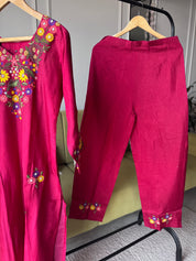 Dinal Embroided Dress- Maroon