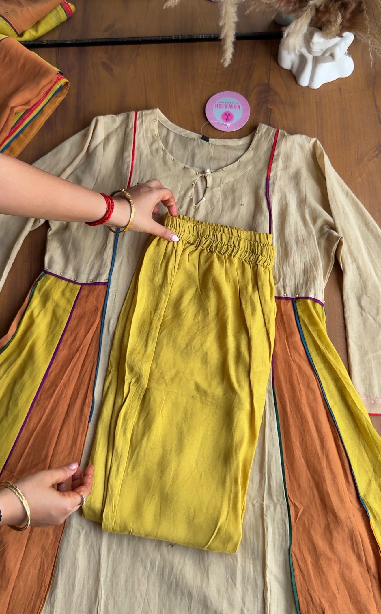 Kiran Banaras Mul Chanderi Multicolour Anarkali - Beige Multicolour