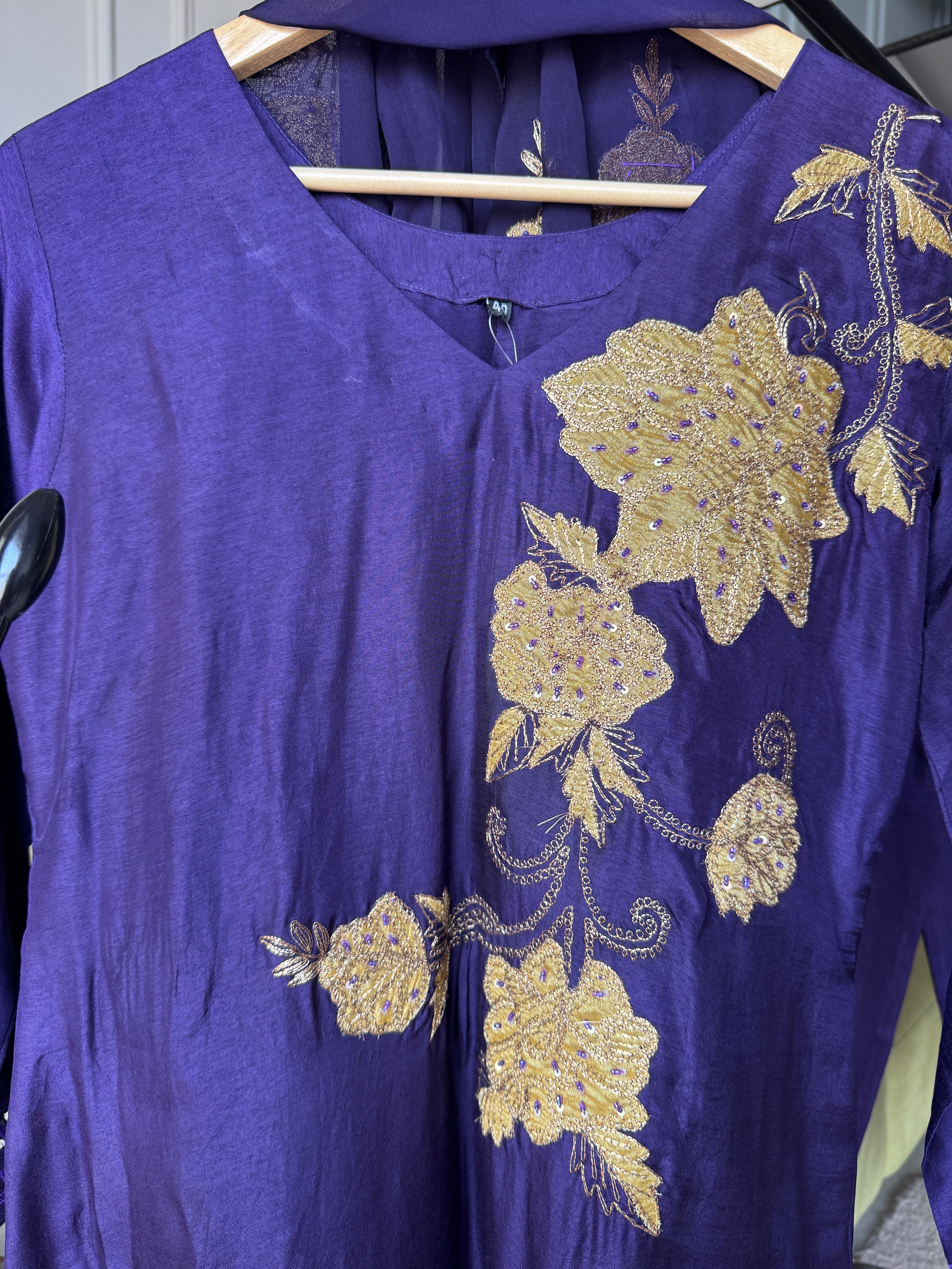 Hetal Handwork Dress-Purple