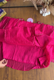 Tara Contrast Bandhej Dupatta Pure zardosi Dress-Pink