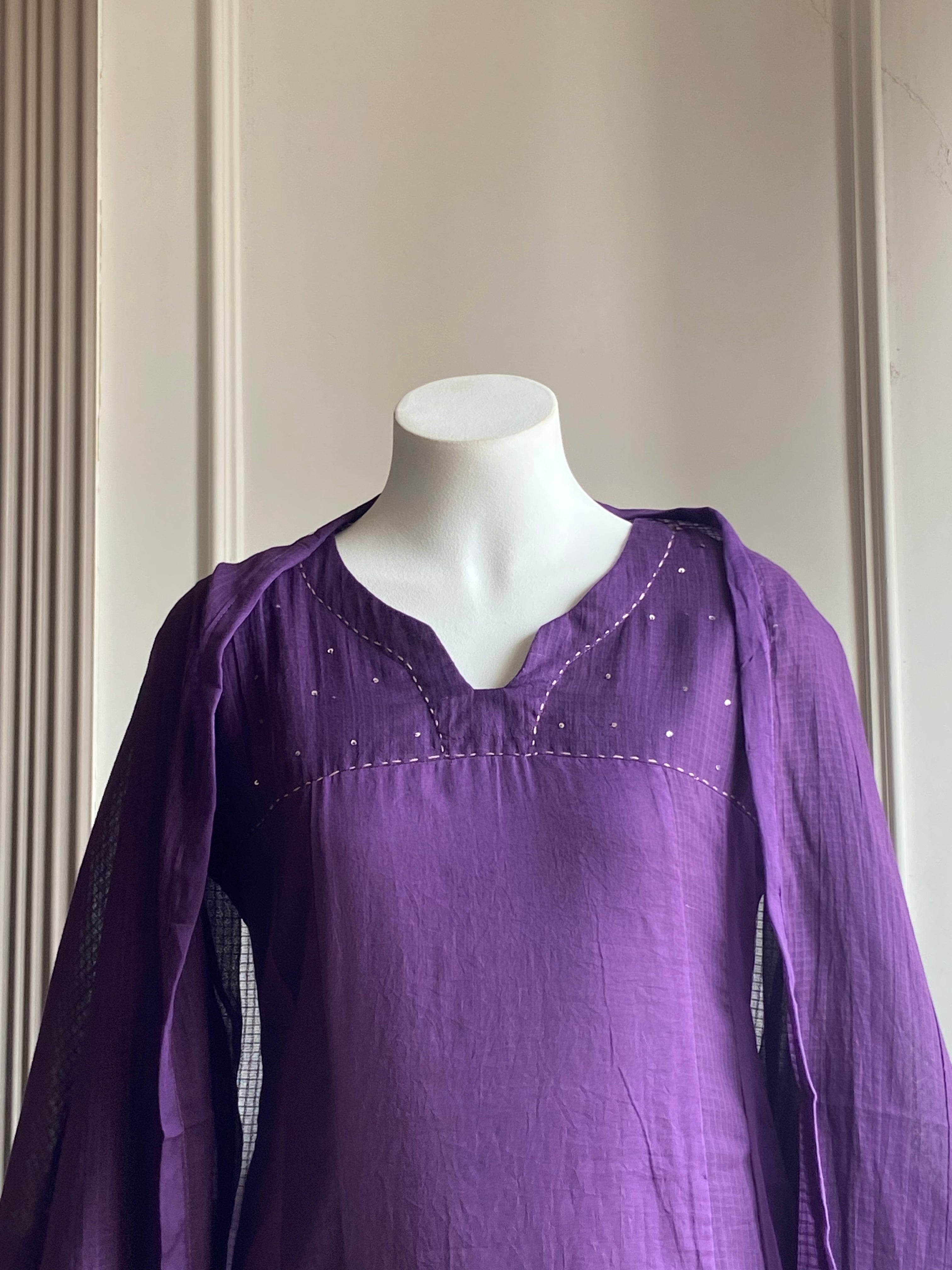 Riya Cotton With Kota Doriya Dupatta - Purple